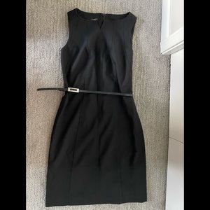Talbots Size 10 Notch Neck Black Sheath Cocktail Dress w/ Belt